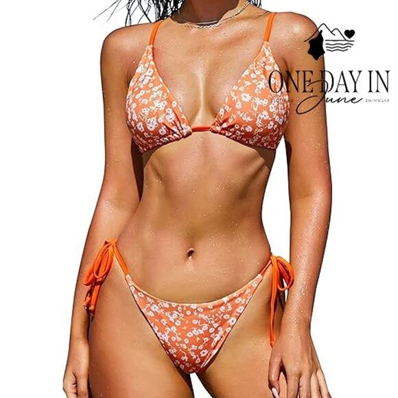 Zaful Floral Tiangle Tie Side Bikini Swimsuit Size L - Picture 1 of 7